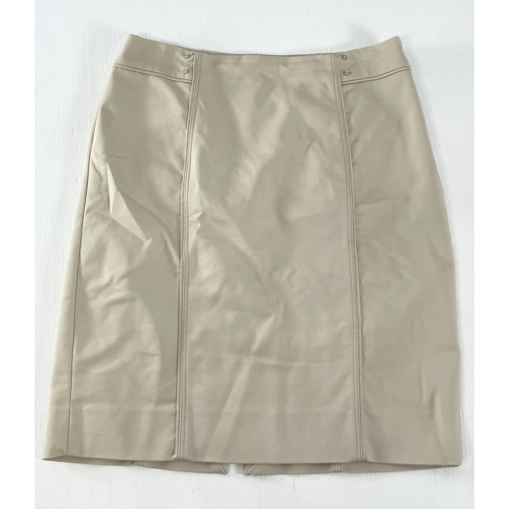 White House Black Market Tan Lined Skirt Women's Size‎ 8P Stretch Size Zip